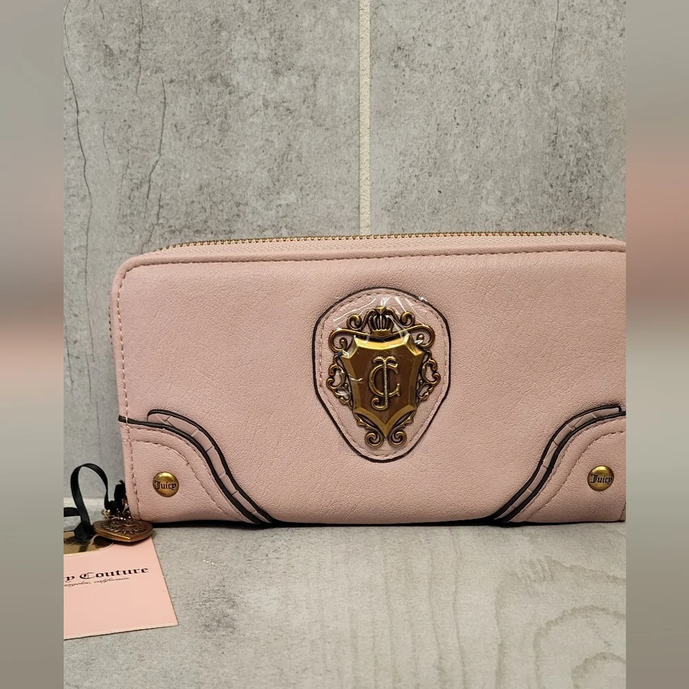 Juicy Couture Dusty Blush Pink, Romance Gusset Large Zipper Wallet - NWT